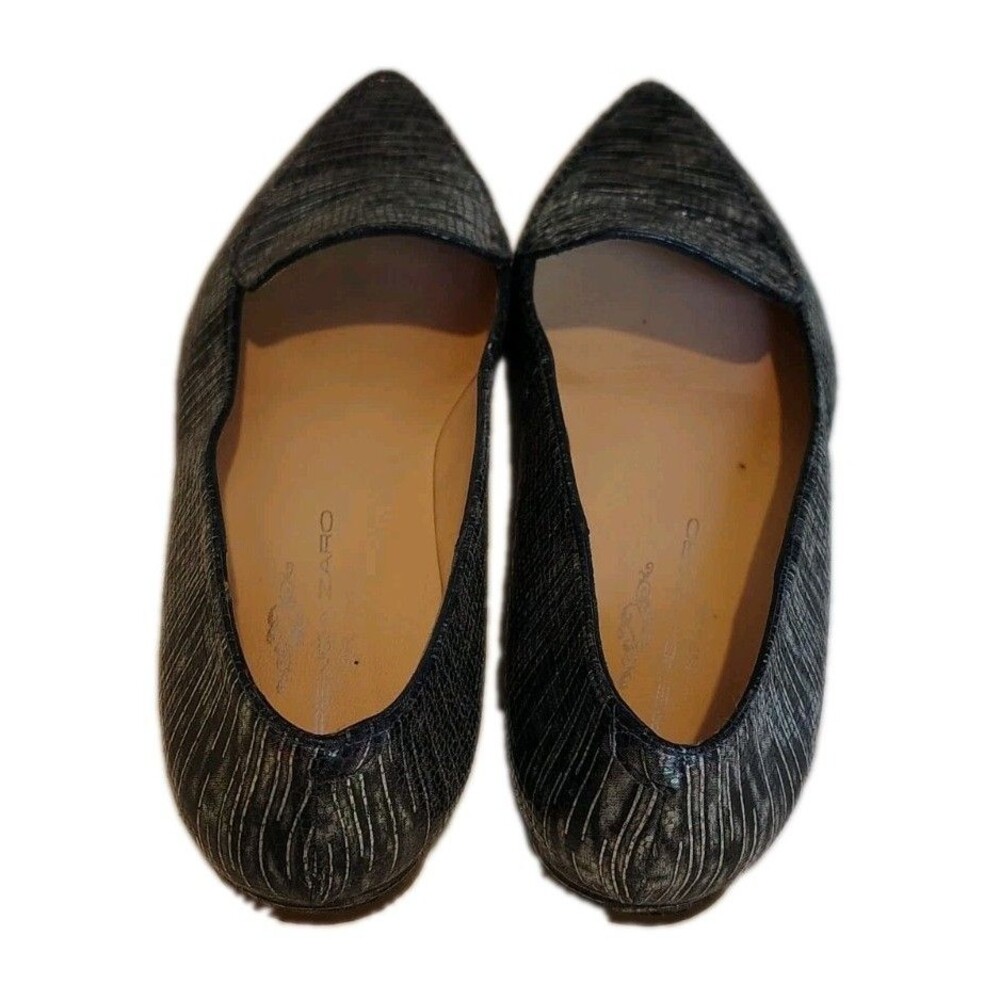 Brenda Zaro Spain Leather Pointed Toe Loafer Flats Shimmer Metallic Blue 6.5 - Picture 4 of 10